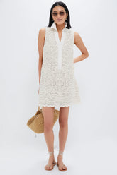 Tan Lace Sleeveless Collier Dress